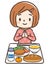 Illustration of a girl eating a school lunch