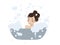 Illustration of Girl Relaxing in a Bubble Bathtub
