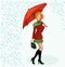 Illustration of the girl with umbrella