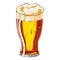 illustration of a glass of foamy beer, hand-drawn on a white background