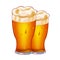 illustration of a glass of foamy beer, hand-drawn on a white background