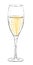 Illustration with a glass of sparkling wine isolated on white background. Champagne wine collection. Gourmet drinks.