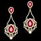 Illustration gold jewelry earrings with ruby and precious stones