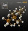 Illustration of Gold Molecule black background