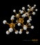 Illustration, Gold Molecule isolated black background