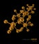 Illustration, Gold Molecule isolated black background