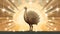 an illustration of a golden turkey standing in front of a sunburst