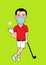 illustration of golf athlete wearing masks while playing