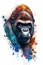 Illustration gorilla in watercolor. Animal on a white background, generative AI