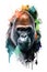 Illustration gorilla in watercolor. Animal on a white background, generative AI