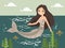 Illustration of Graceful Mermaid in Ocean Serenity
