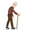 Illustration of grandfather walking with a stick