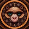 illustration graphic of monkey face in mandala style good for print design