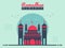 Illustration  graphic of mosque islamic background, perfect for greeting card, banner, flyer, web, ramadhan month. flat