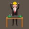 Illustration graphic vector of happy architect designer with mini building models on table