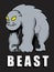 Illustration of gray fantasy beast with word beast under it