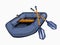 Illustration of gray inflatable boat with oars