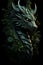 Illustration of a green fantasy dragon. Mythical formidable creature