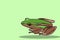 illustration of a green frog jumping, a small animal that usually lives not far from muddy water like rivers and rice fields