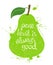 Illustration of green pear fruit silhouette.