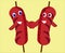 illustration grilled sausage with cute emoticons