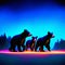 Illustration of a group of bears in front of the blue background AI Generated