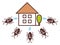 Illustration of a group of cockroaches leaving home