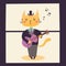 Illustration of a guitar player. Cat\'s professions