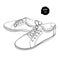 Illustration of hand drawn, drawing, sneakers, graphic sport shoes on white background. Casual style. Doodle Design