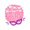 Illustration of hand drawn lettering, garland of flags and mask on pink background for Mardi Gras holiday logo template