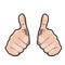 illustration of a hand gesture by raising both thumbs, a sign of support and praise