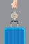 Illustration of Hand luggage measurement using steelyard weight .