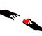 Illustration of a hand offering love to someone else