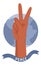 Illustration of a hand in a pacifist gesture on the background of the globe. Symbolizes world peace, stopping the war