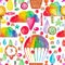 Illustration of hand painted watercolor Decorative rainbow clouds balloon basket element for fabric design poster paper
