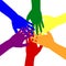 Illustration of a hands LGBT symbol