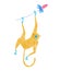 Illustration with hanging yellow monkey