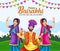 illustration of Happy Baisakhi celebration background and typography for the Punjabi festival. Concept of Punjab New Year