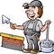 Illustration of an Happy Bricklayer Handyman