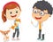 Illustration of happy children with veterinary profession costume