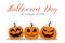 Illustration Happy Halloween Day. Holiday concept with horror characters cute pumpkin smile spooky scary isolated on white