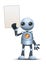 illustration of a happy little robot businessman hold blank paper