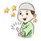 Illustration of Happy muslim boy victory gesture sign