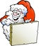 Illustration of an Happy Santa pointing to a sign