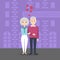 Illustration of happy smiling senior married couple in lo
