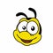 Illustration of Head Bee with Smile, Cute Funny Character with, Flat Design