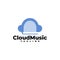 Illustration of a headphone forming a cloud. good for music share platform or any business related to music