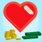 Illustration of healthy and money concept, heart with bandage
