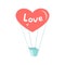 Illustration of Heart like air balloon for Happy Valentineâ€™s Day. Vector illustration, isolated on white