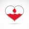 Illustration of heart shape and drops of blood. Hematolog